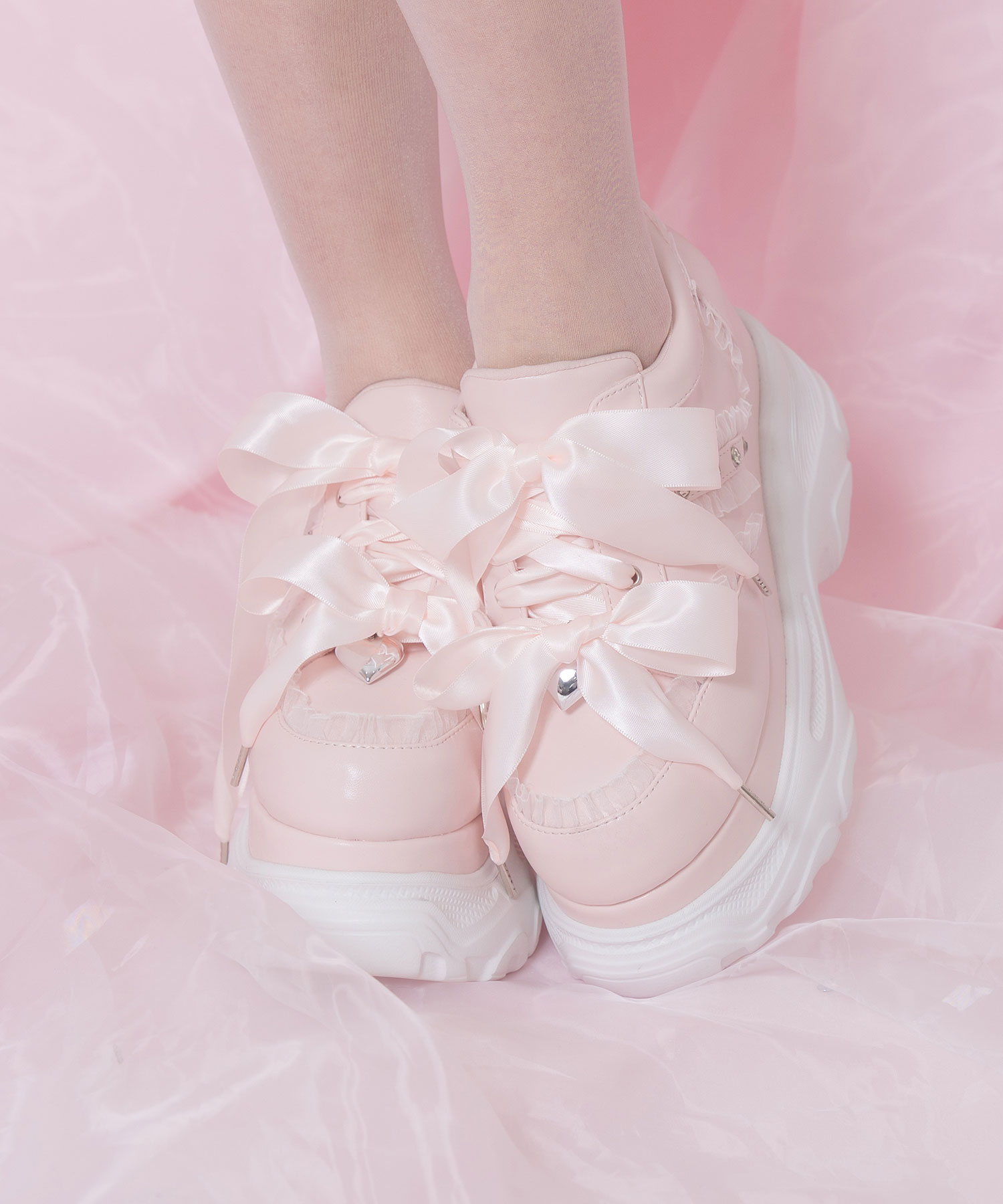 ダブルリボン厚底スニーカー