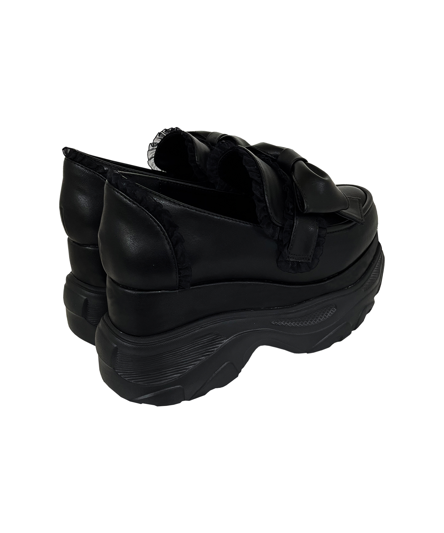 リボン厚底ローファー