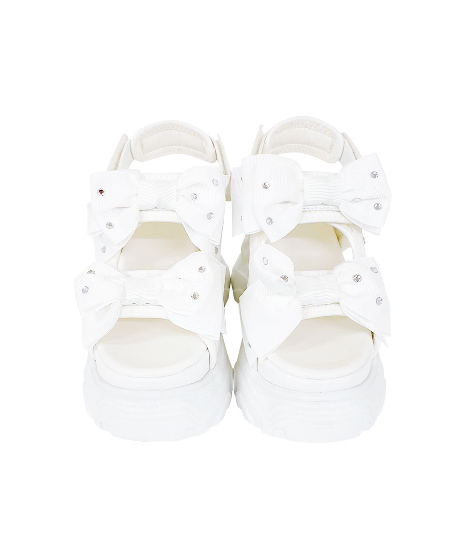 チャーム付きビジューリボン厚底スポサン