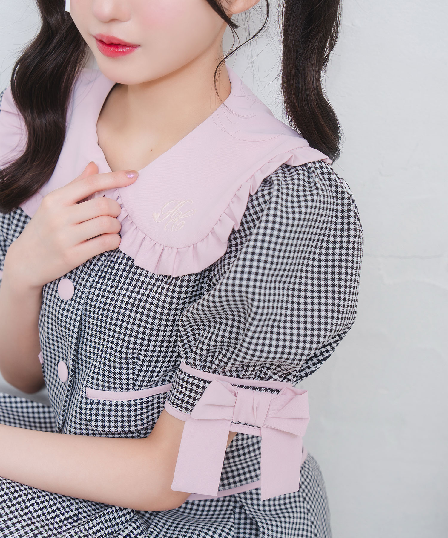 袖リボン配色セットアップ