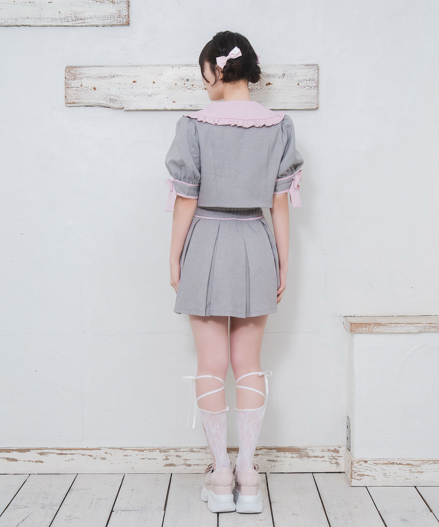 袖リボン配色セットアップ