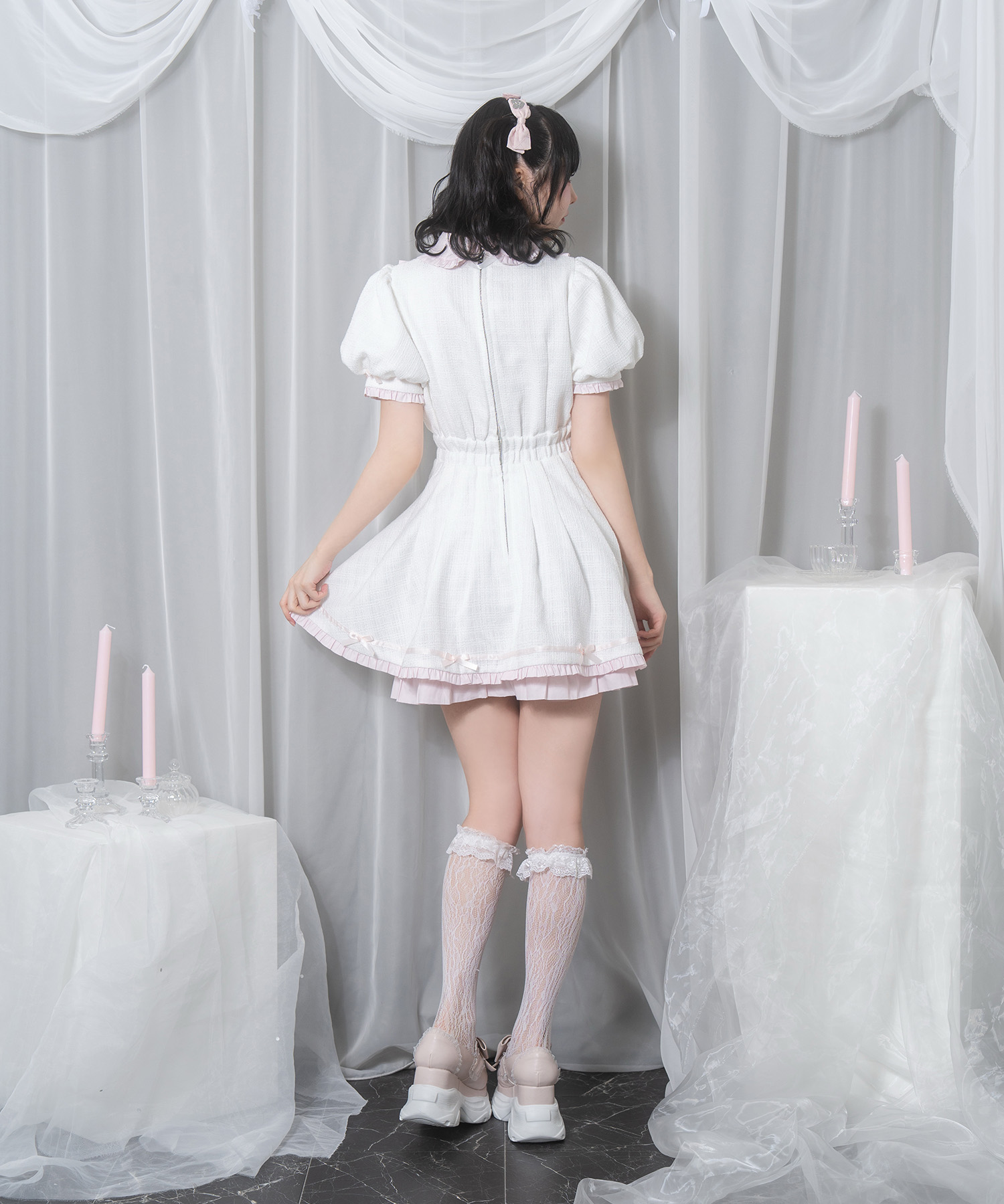 配色ツイードポイントリボンワンピース – BUNNY APARTMENT
