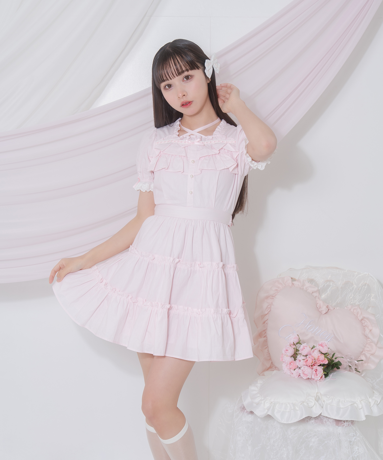ティアードフリルコットンワンピース