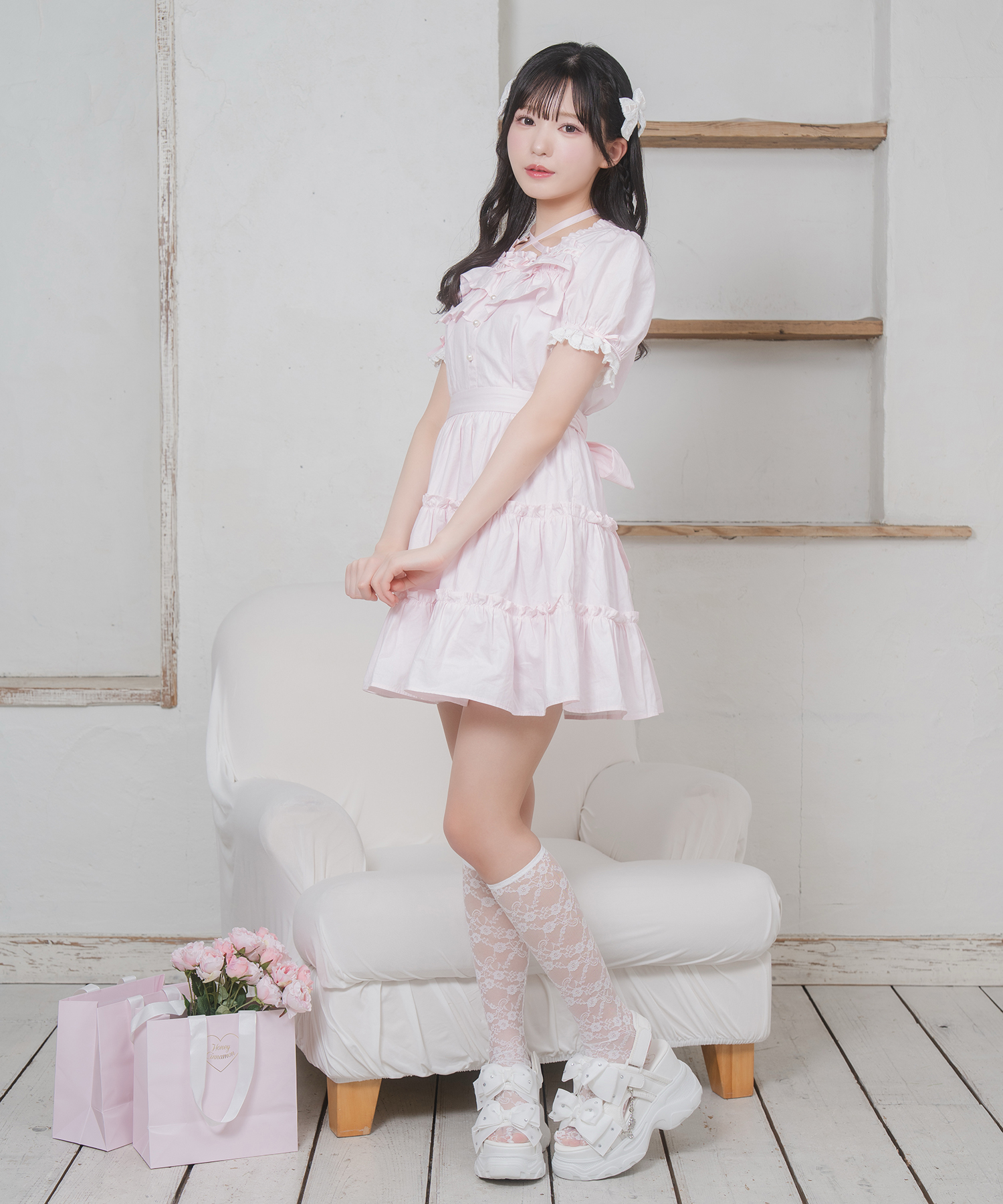 ティアードフリルコットンワンピース