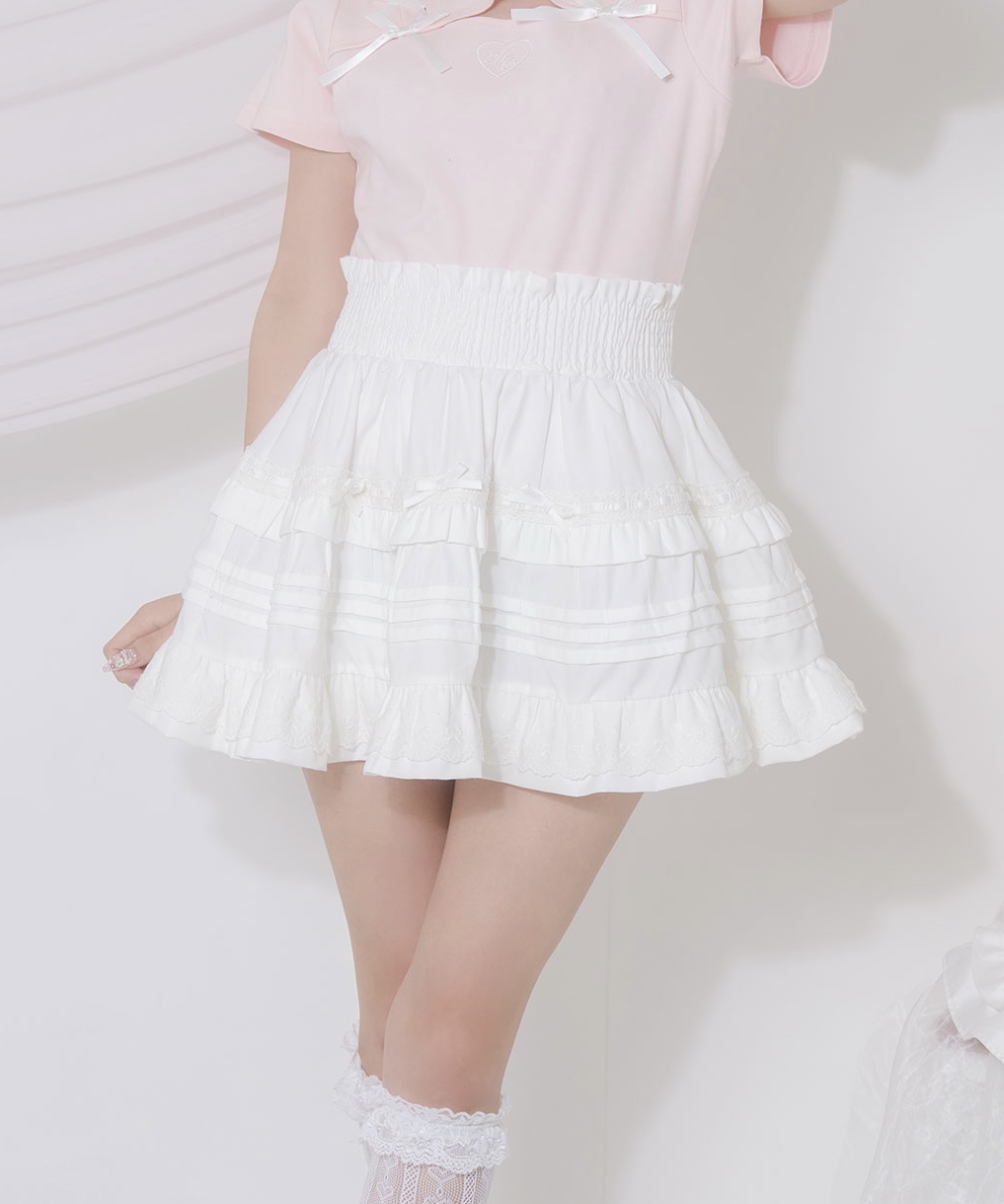 コットンレースギャザースカート