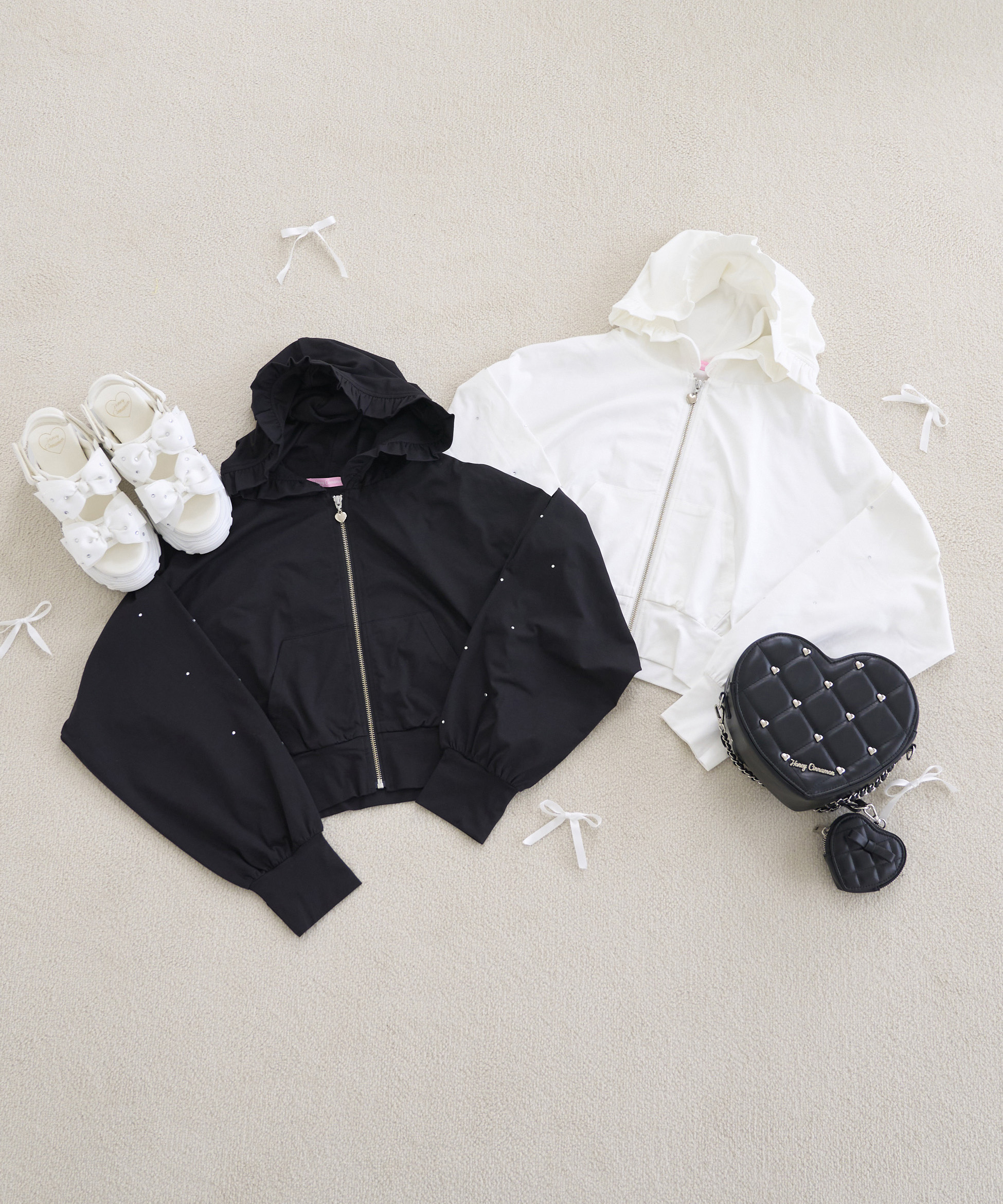 袖ラインストーンUVカットパーカー