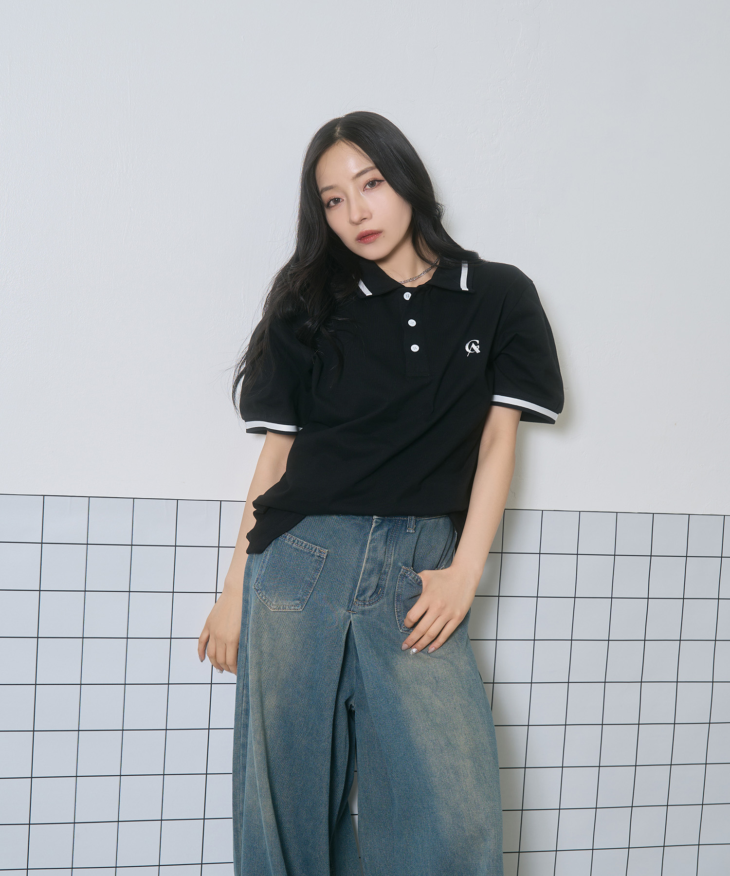 UNISEX ポロラインT