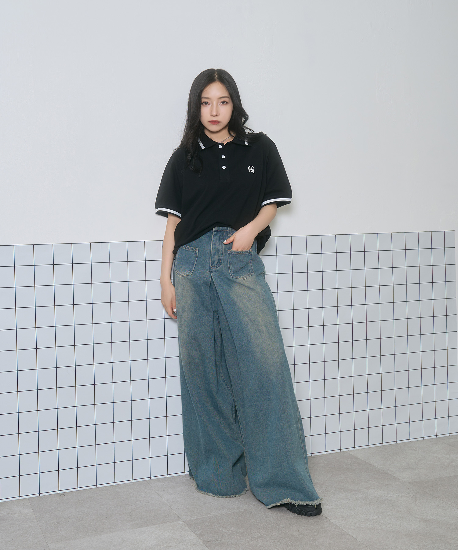 UNISEX ポロラインT