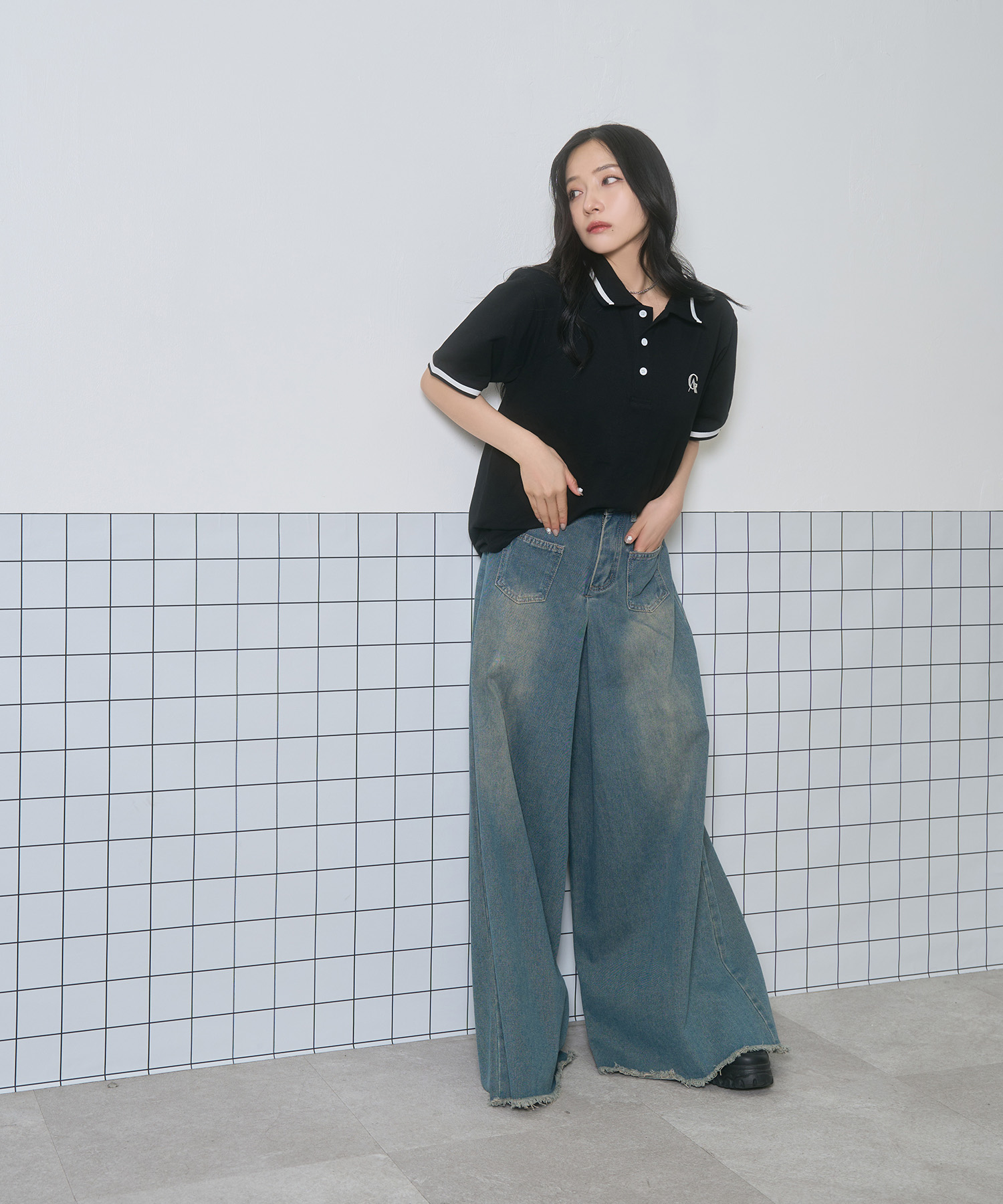 UNISEX ポロラインT