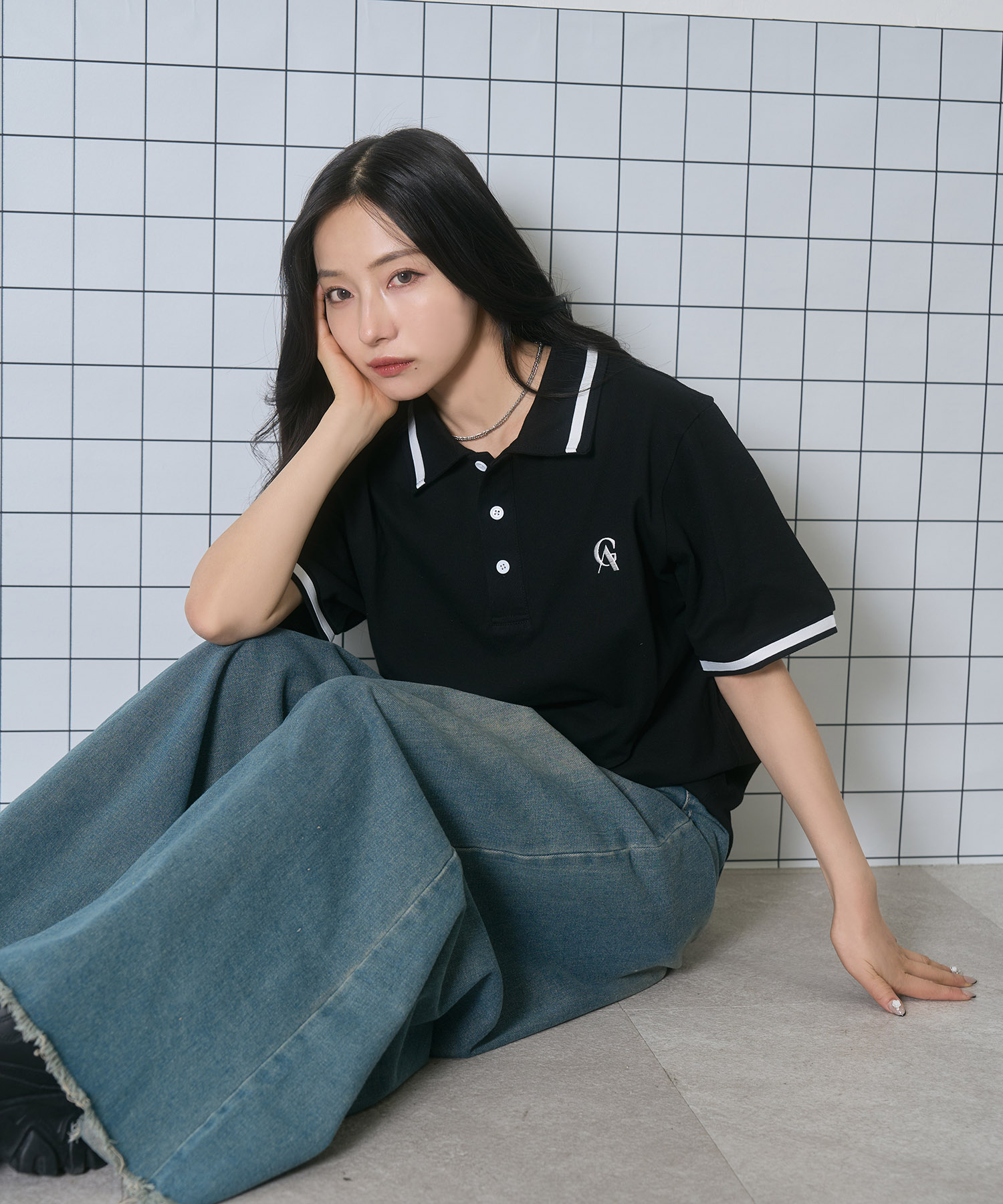 UNISEX ポロラインT