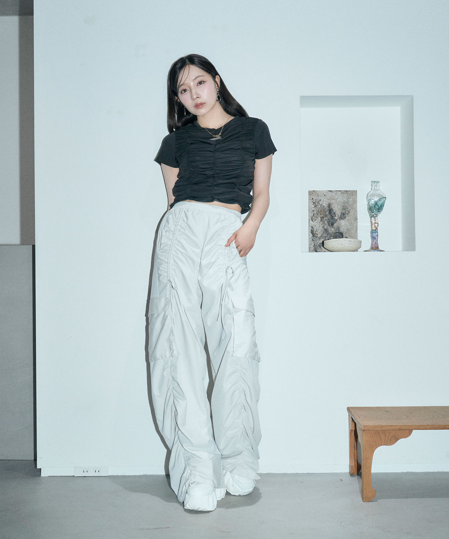 ギャザーリボンカーゴパンツ