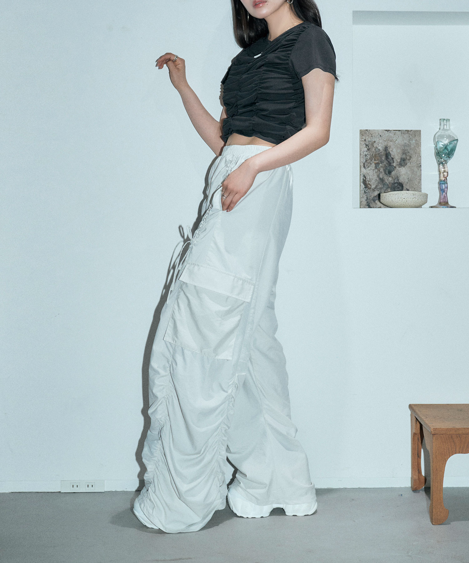 ギャザーリボンカーゴパンツ