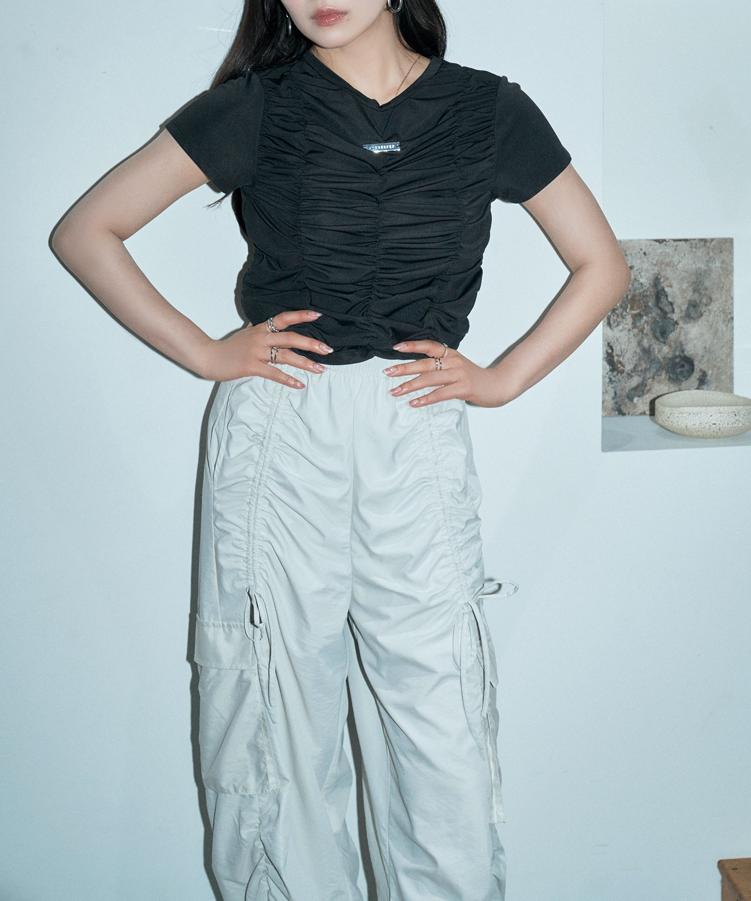 ギャザーリボンカーゴパンツ