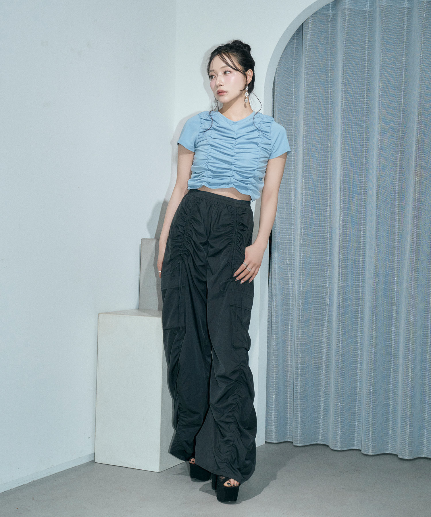 ギャザーリボンカーゴパンツ