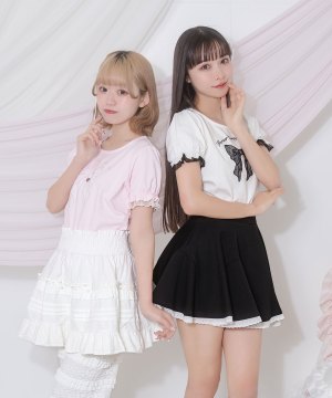 レースリボンAPパフスリーブTシャツ