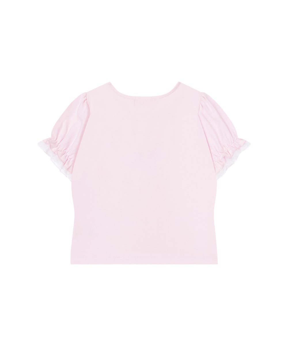 レースリボンAPパフスリーブTシャツ