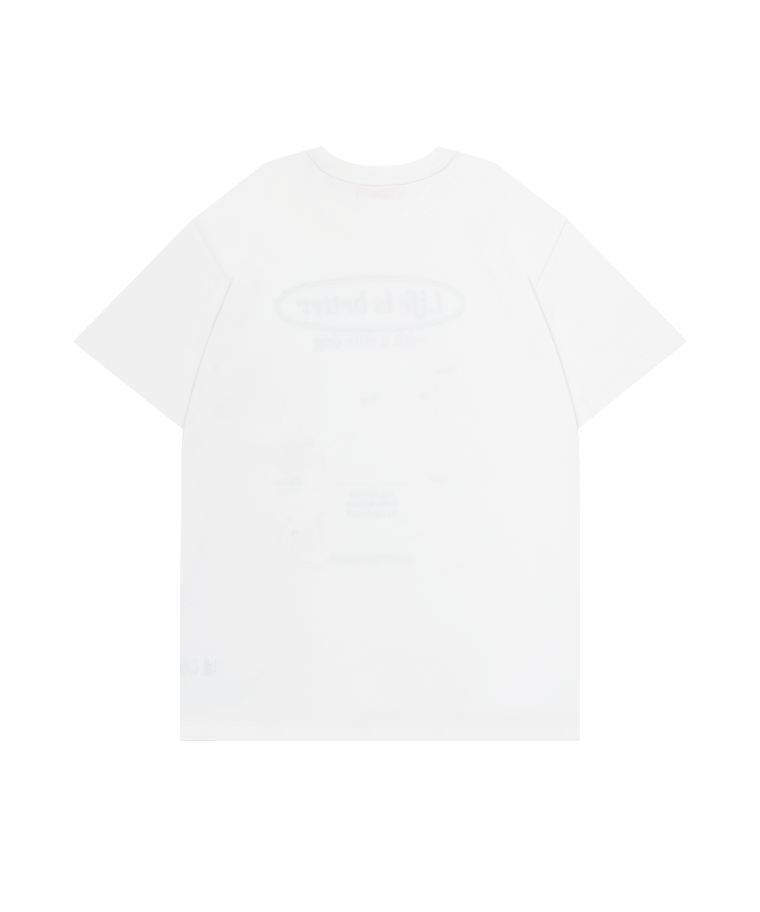 white dog プリントTシャツ