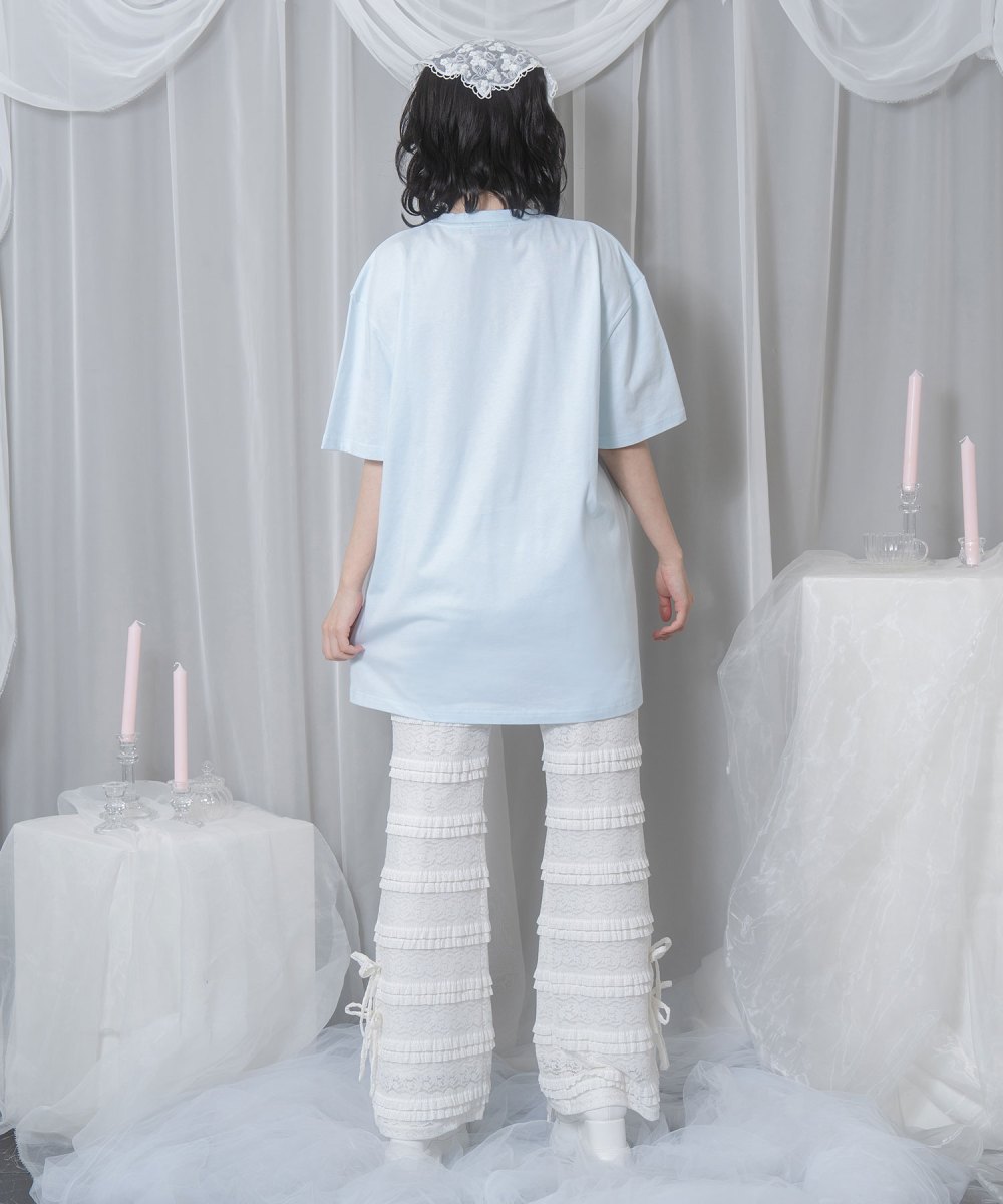 white dog プリントTシャツ