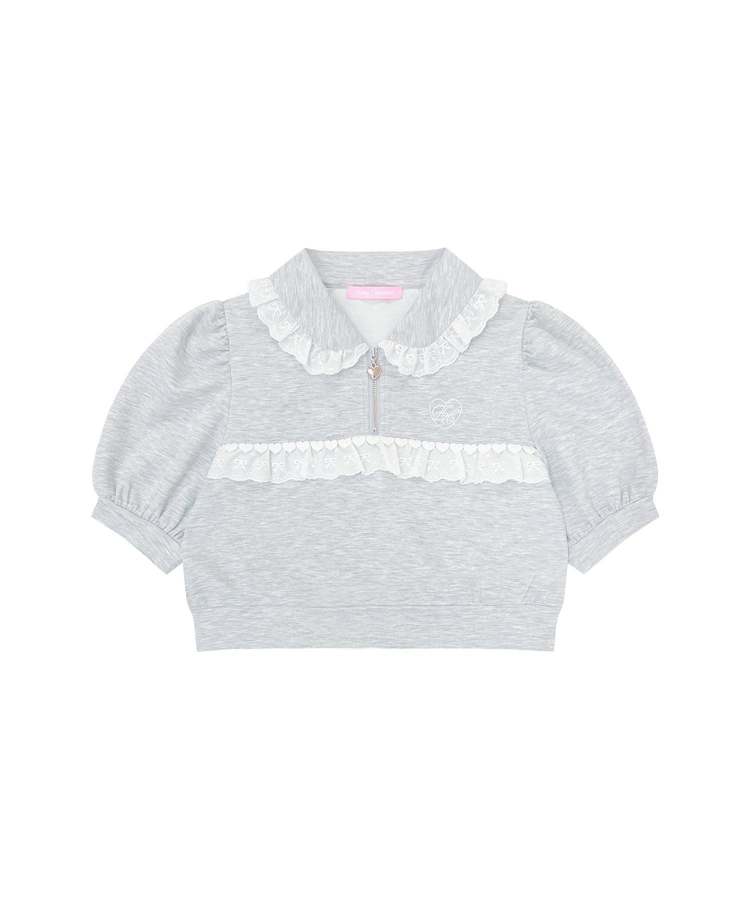 コットンレースハーフジップセット