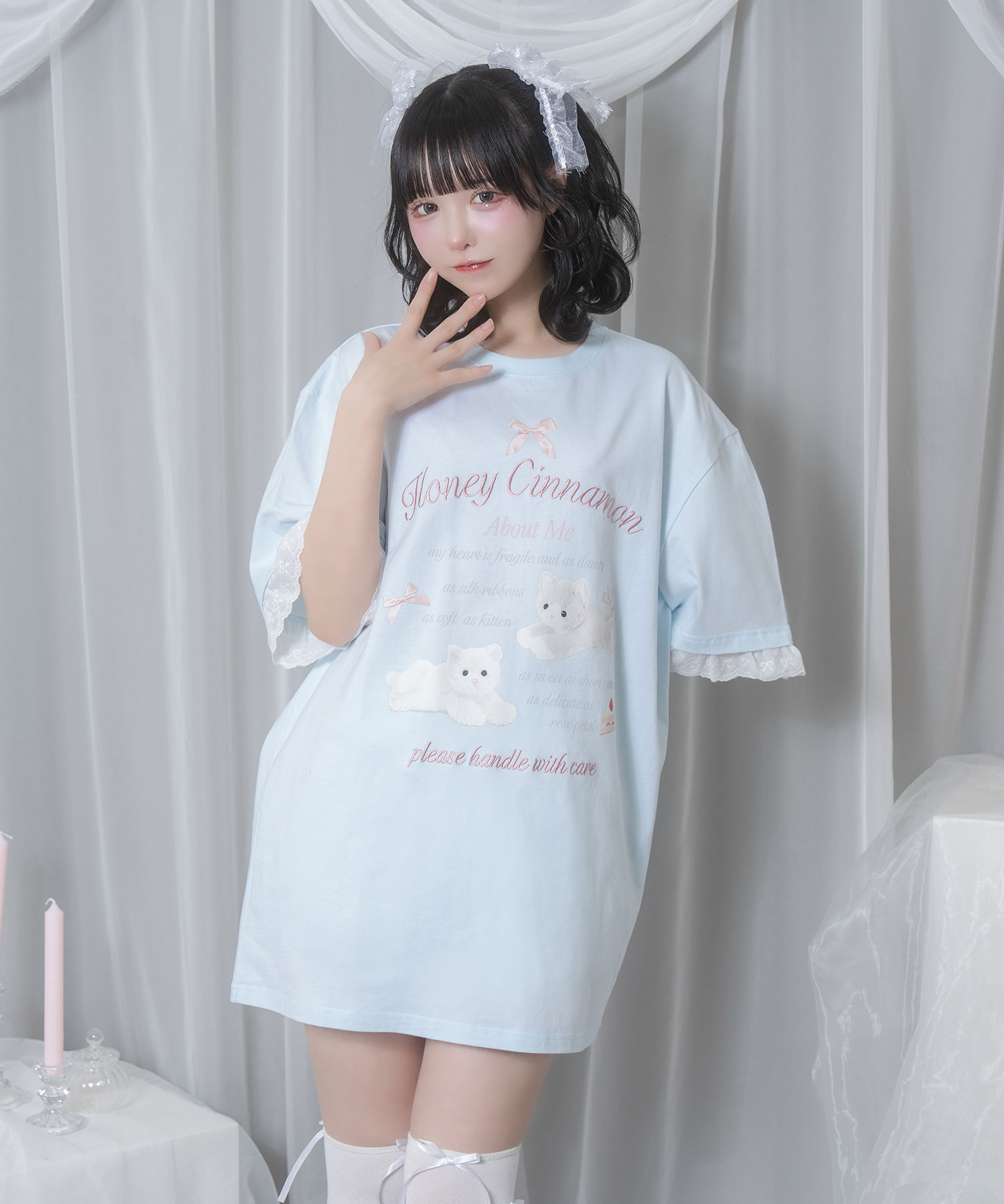 cake cat フリルTシャツ