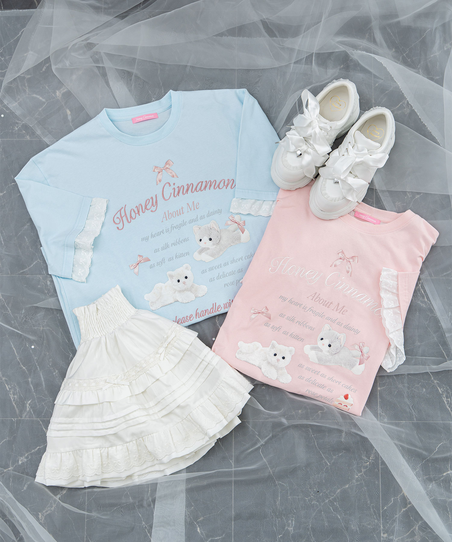 cake cat フリルTシャツ