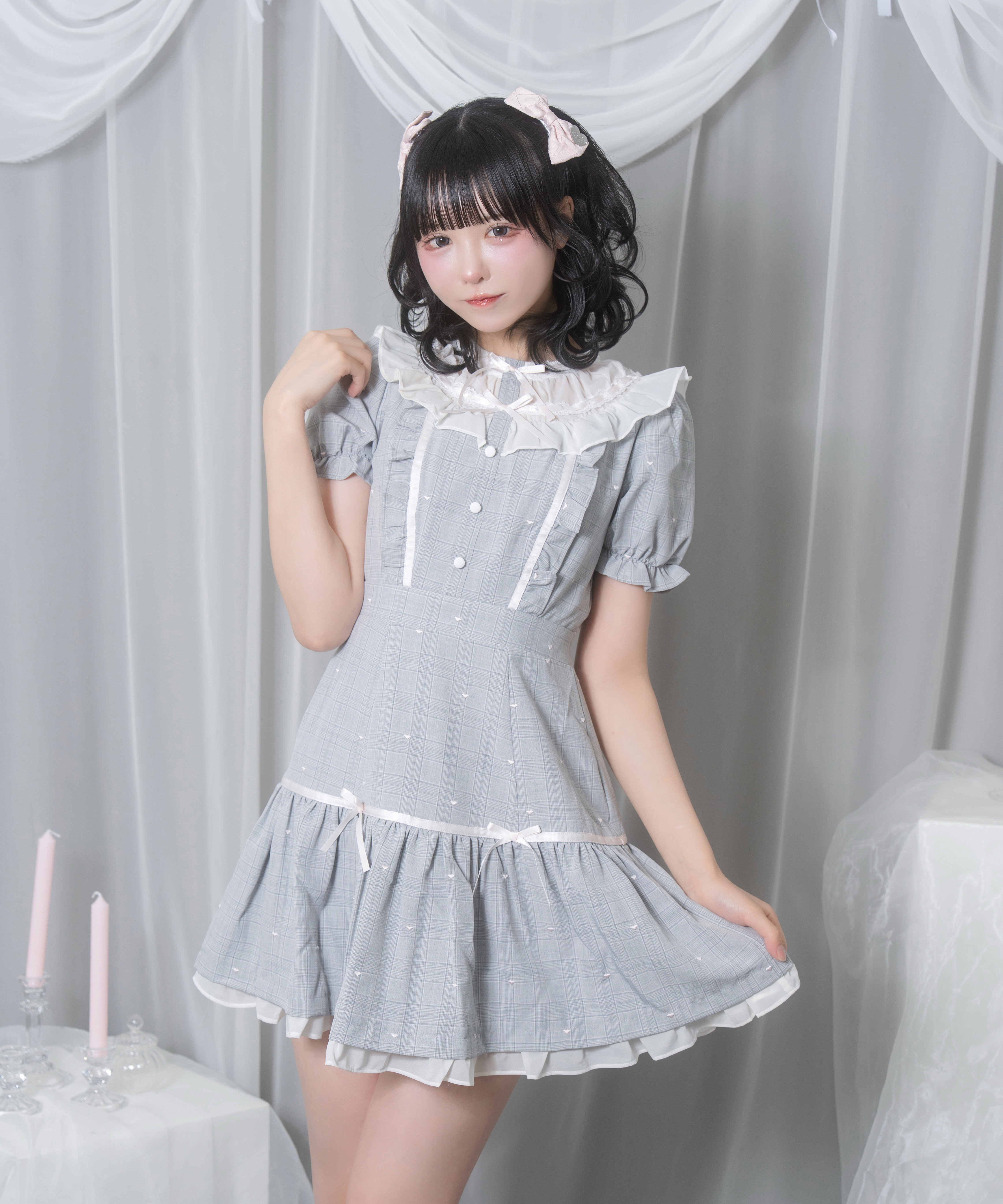 美品⁂センソユニコ⁂膝丈ワンピース チュニック　チェック　ドット　総柄変形ヘム 美品⁂センソユニコ⁂膝丈ワンピース チュニック チェック ドット