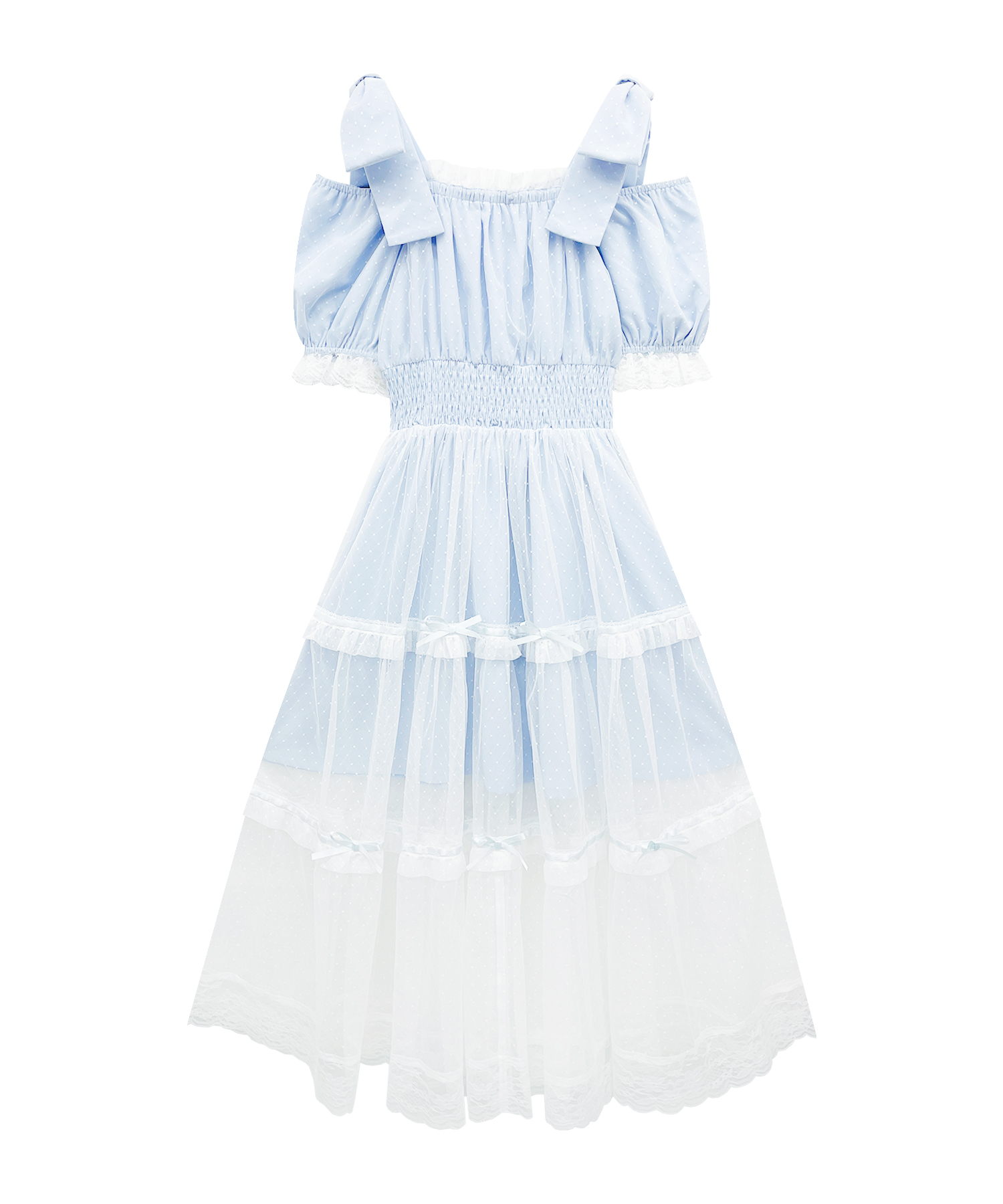 ハニーシナモン 肩リボンティアードチュールワンピース 肩リボンティアードチュールワンピース – BUNNY APARTMENT