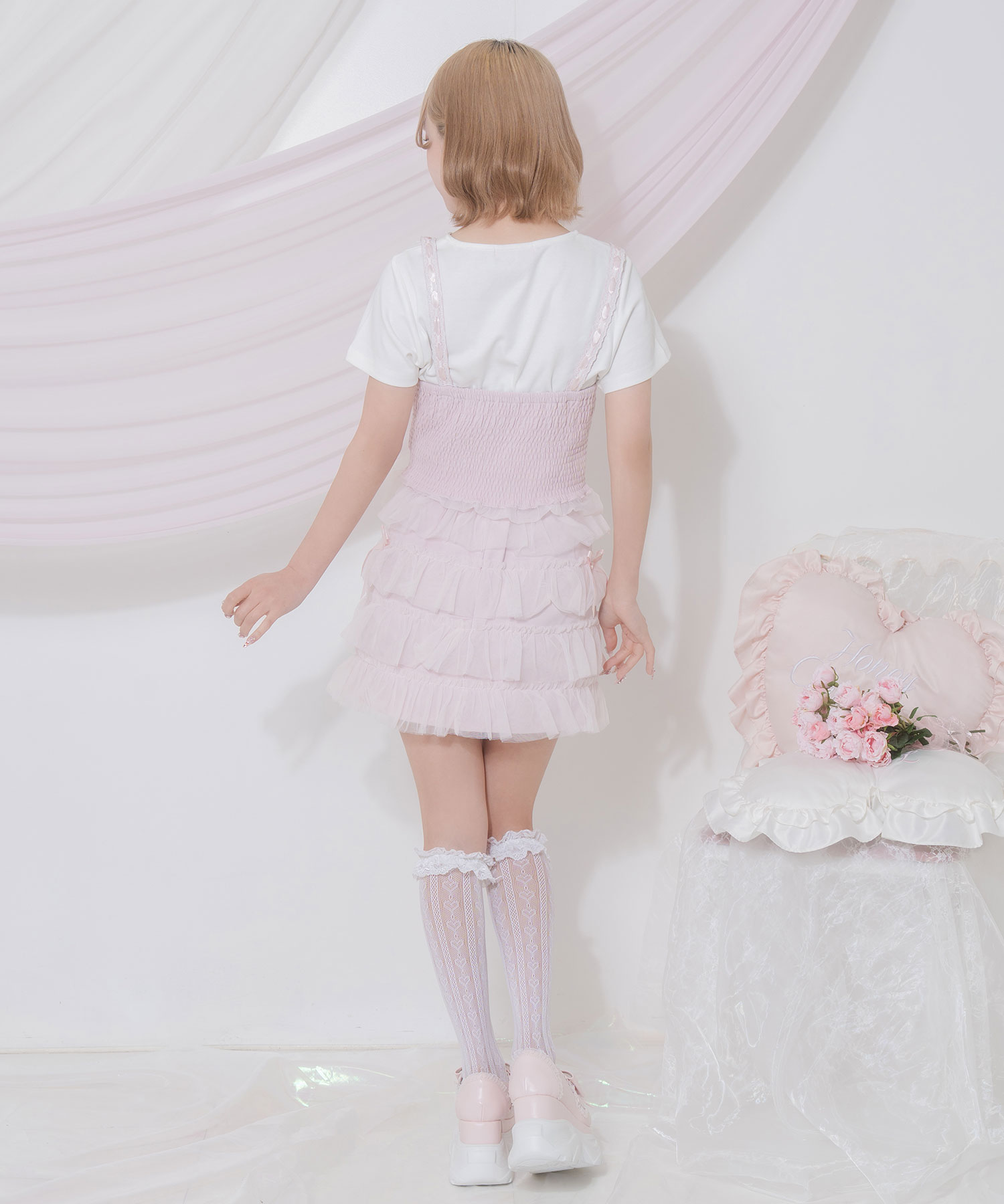 チュールリボンチュニック GRL - GRL チュールバックリボンチュニック アイボリーの通販 by