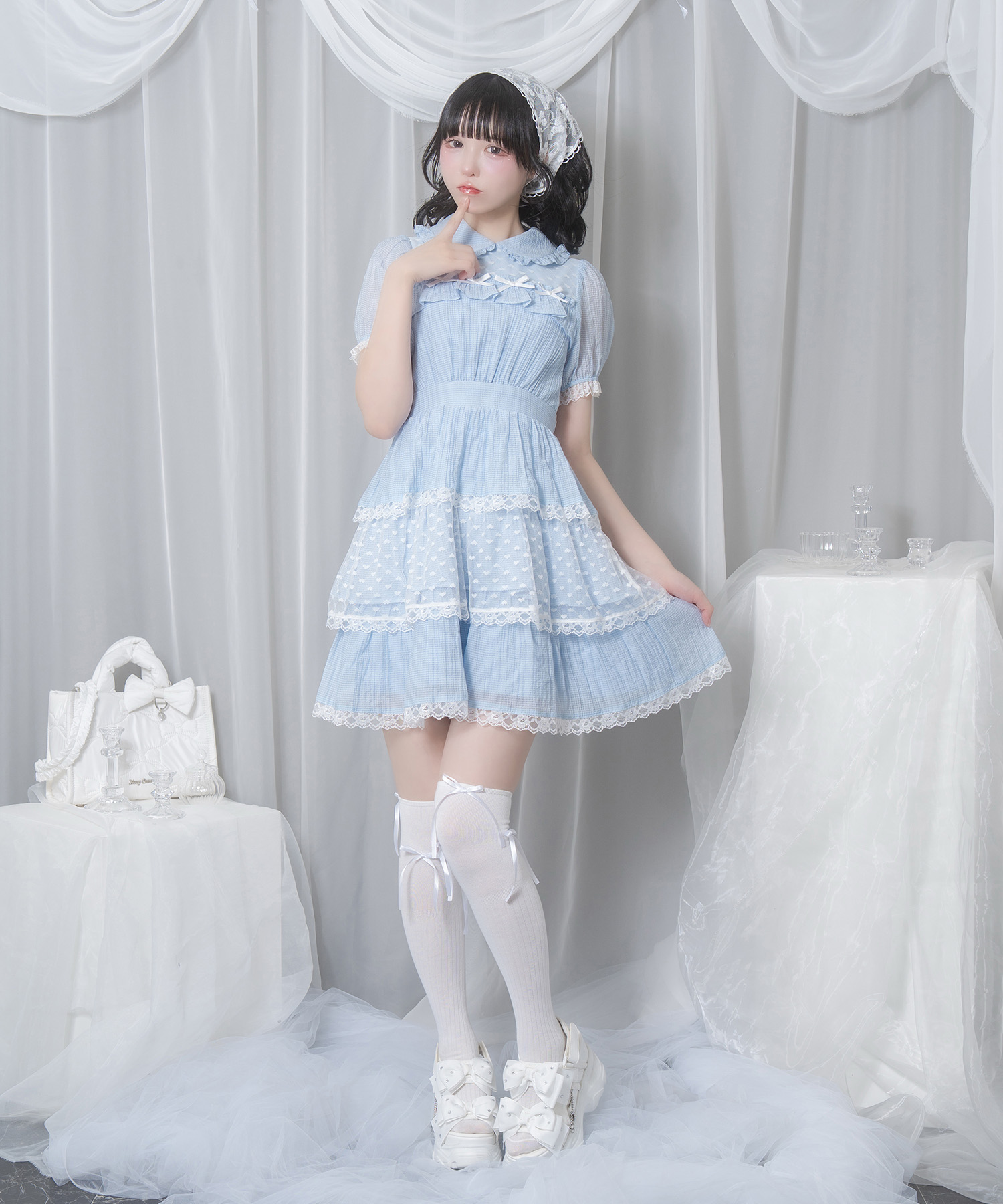 シアーチェックエプロンフリルワンピース シアーチェックエプロンフリルワンピース ｜ LIZ LISA（リズリサ