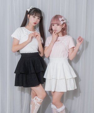 リボンレース2段フレアスカート