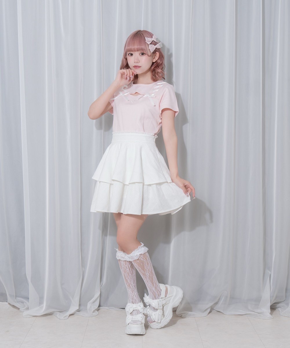 リボンレース2段フレアスカート
