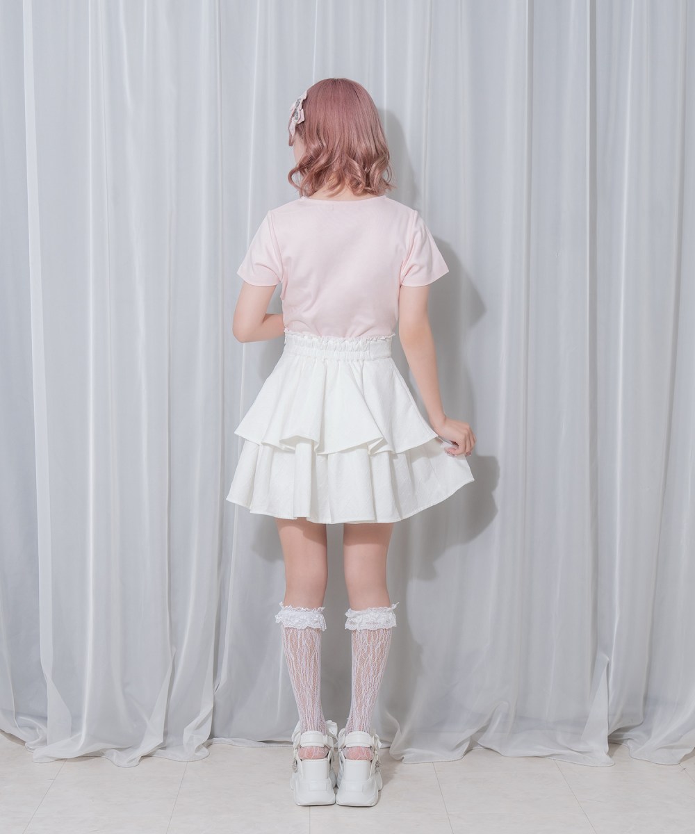 リボンレース2段フレアスカート
