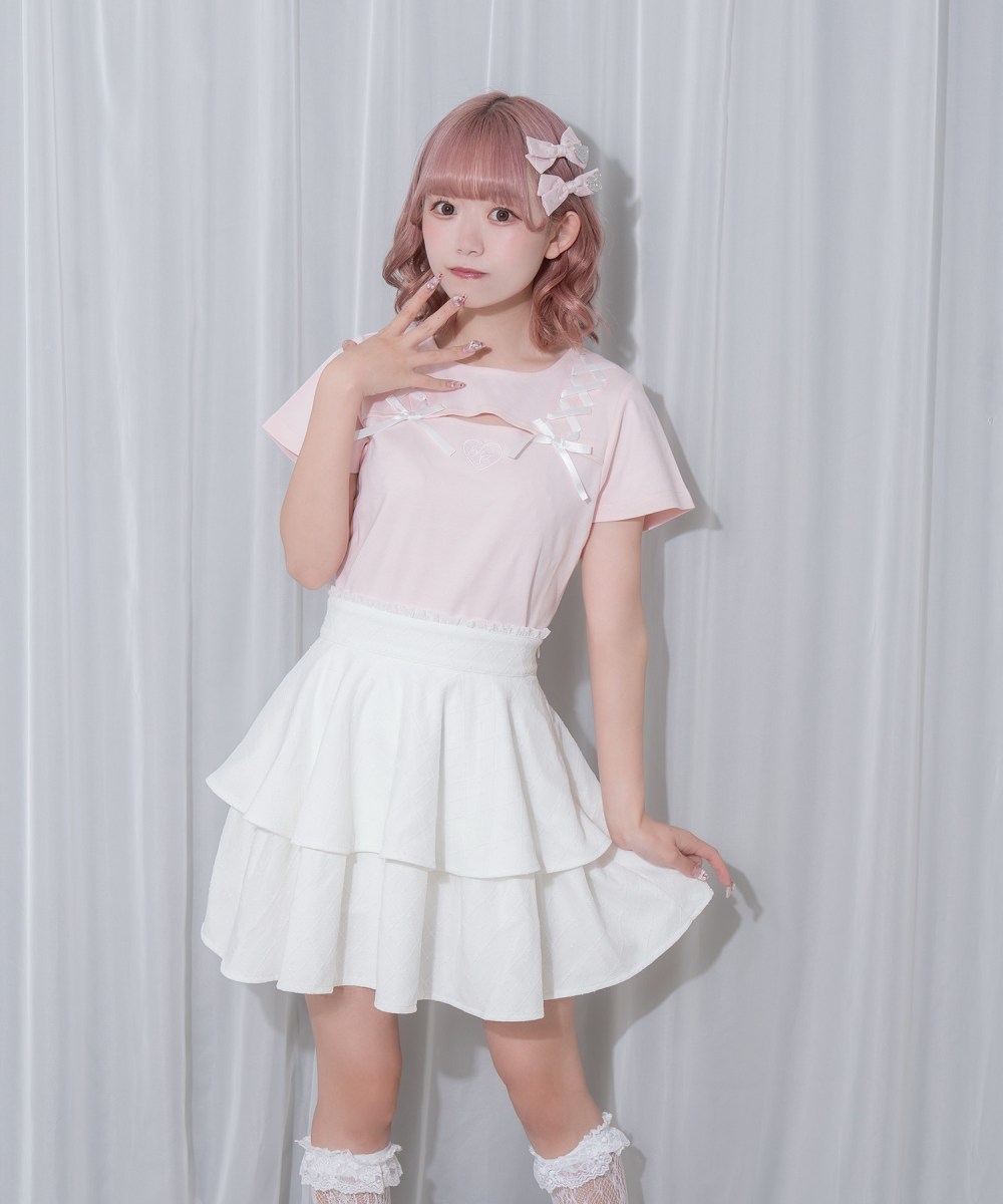 リボンレース2段フレアスカート