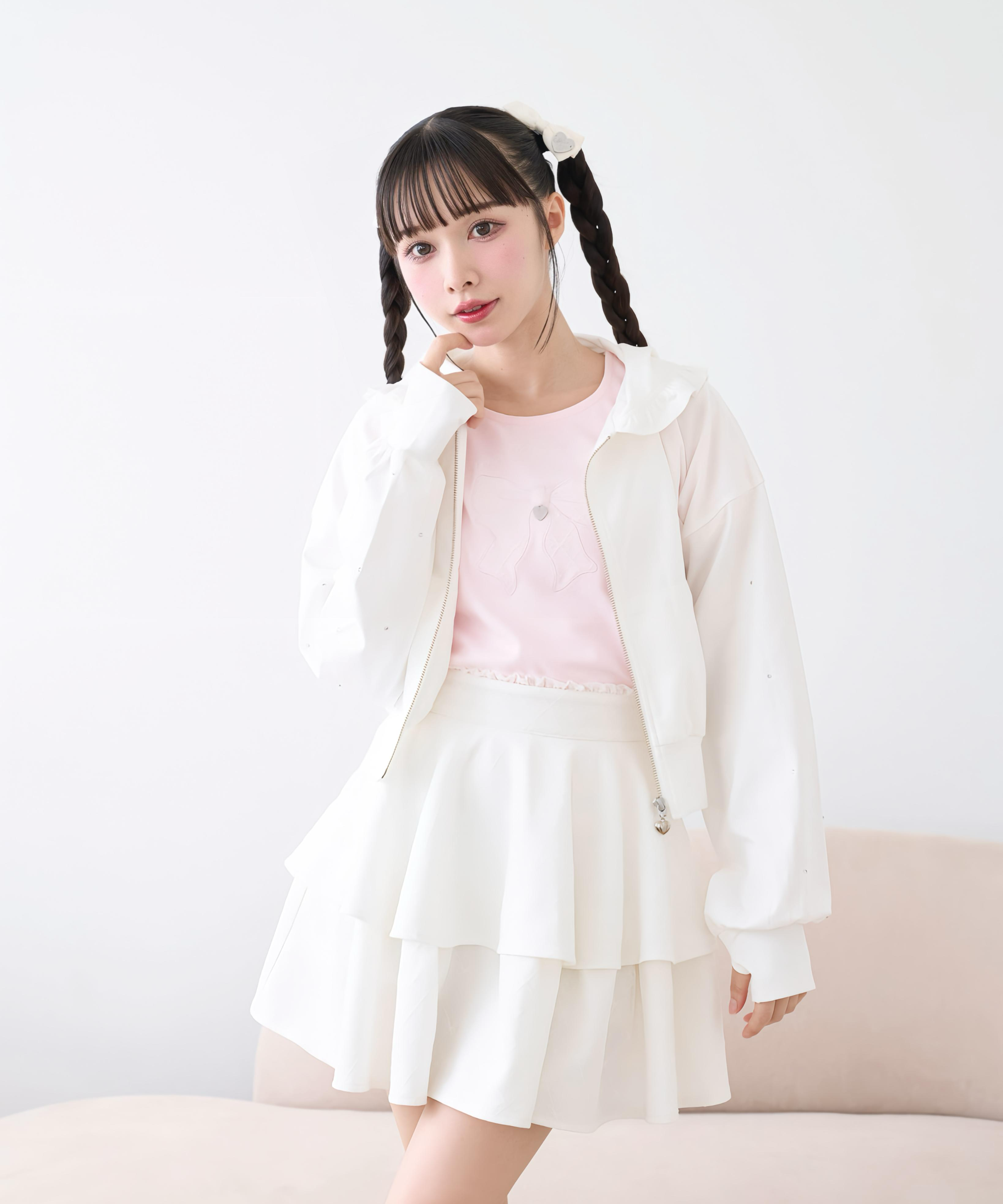 袖ラインストーンUVカットパーカー