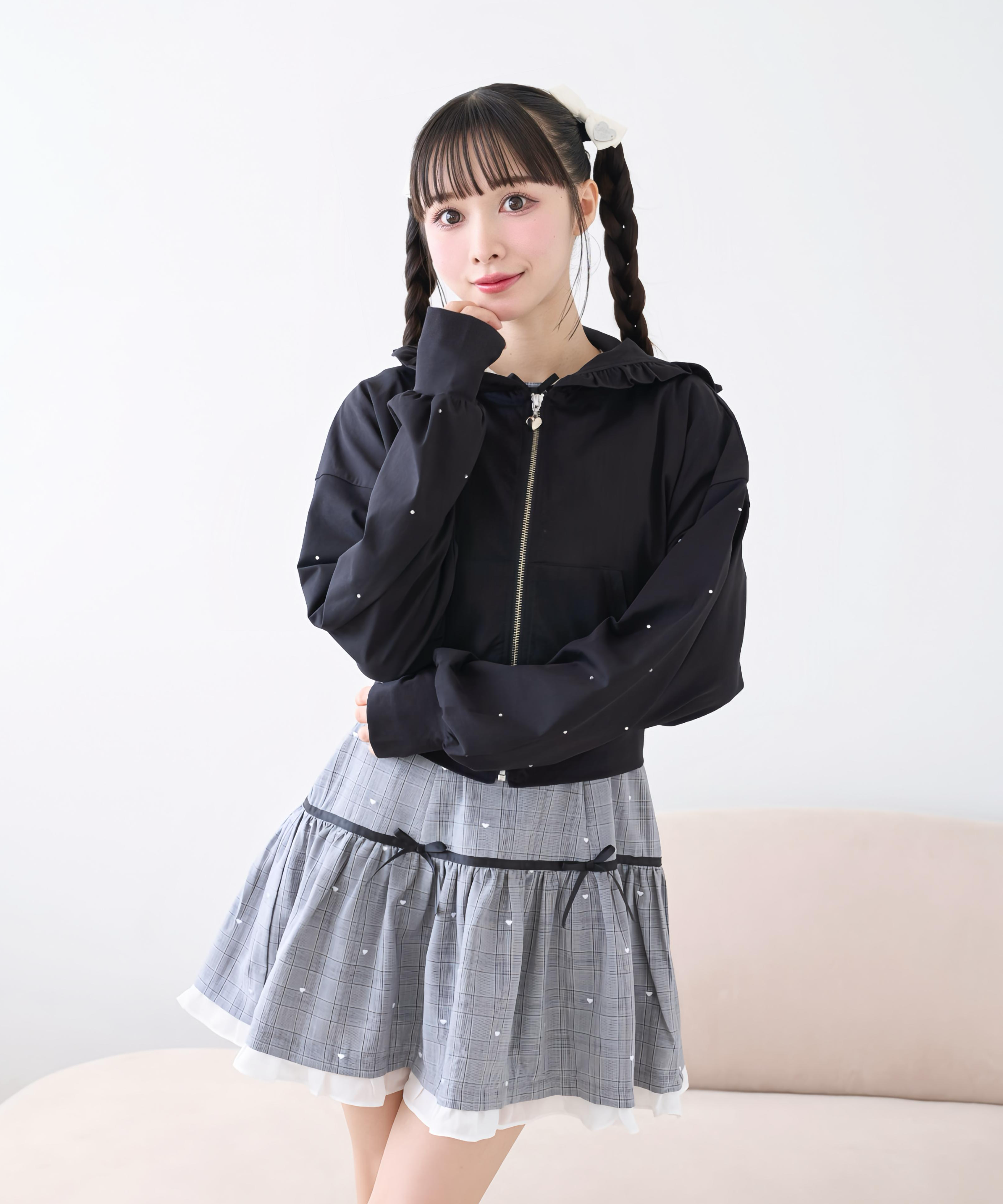 袖ラインストーンUVカットパーカー