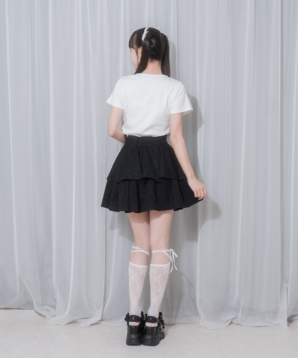 リボンレース2段フレアスカート