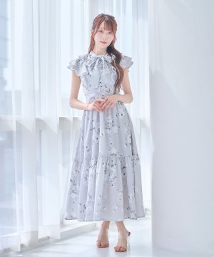 rose print flare dress
