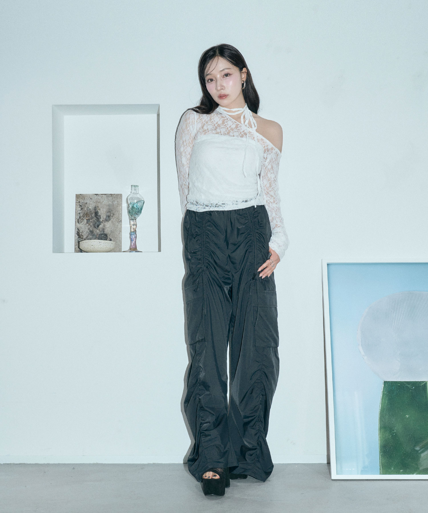 ギャザーリボンカーゴパンツ