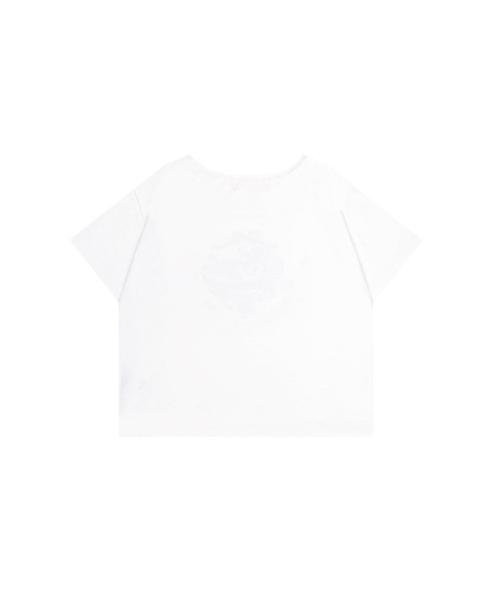 ロゴ刺繍リボンパールTシャツ