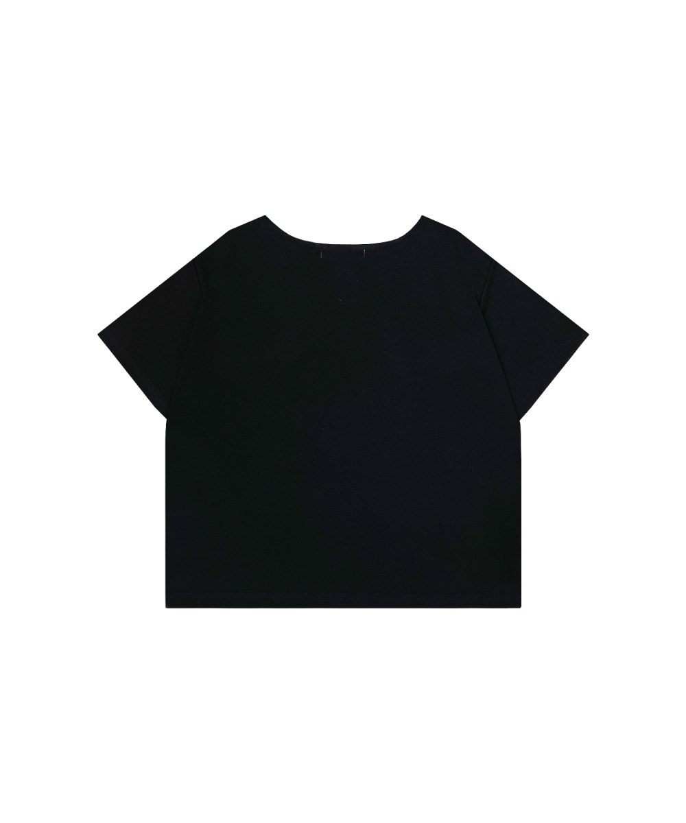 ロゴ刺繍リボンパールTシャツ