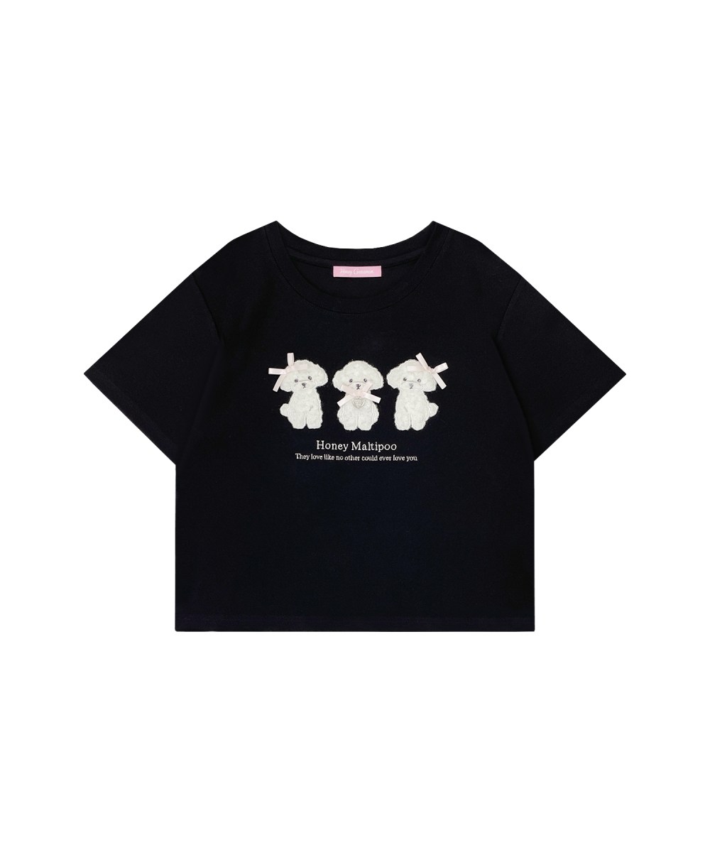 プードルアップリケTシャツ