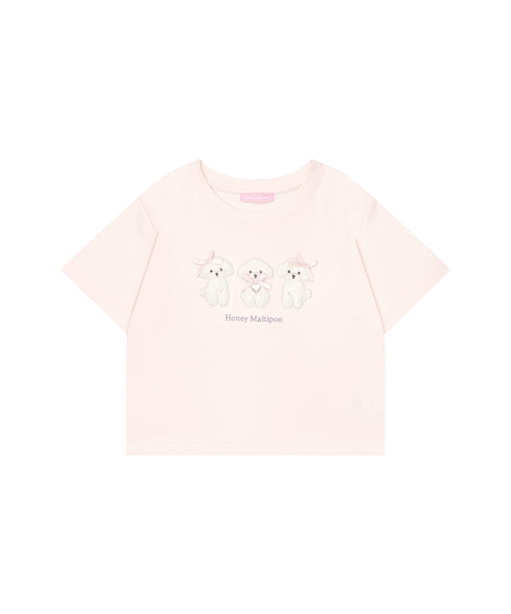 プードルアップリケTシャツ