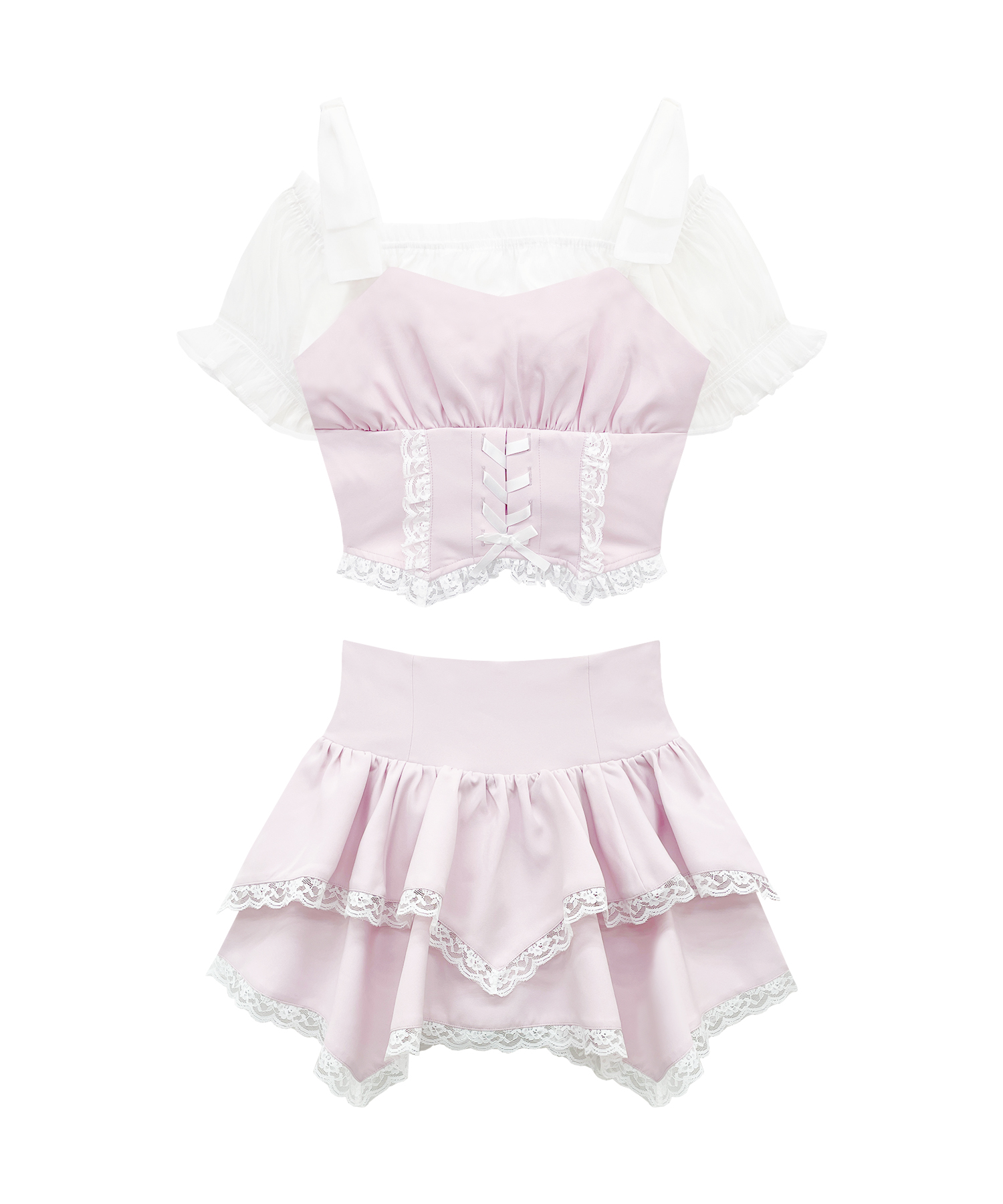 肩リボンビスチェオフショルセットアップ – BUNNY APARTMENT