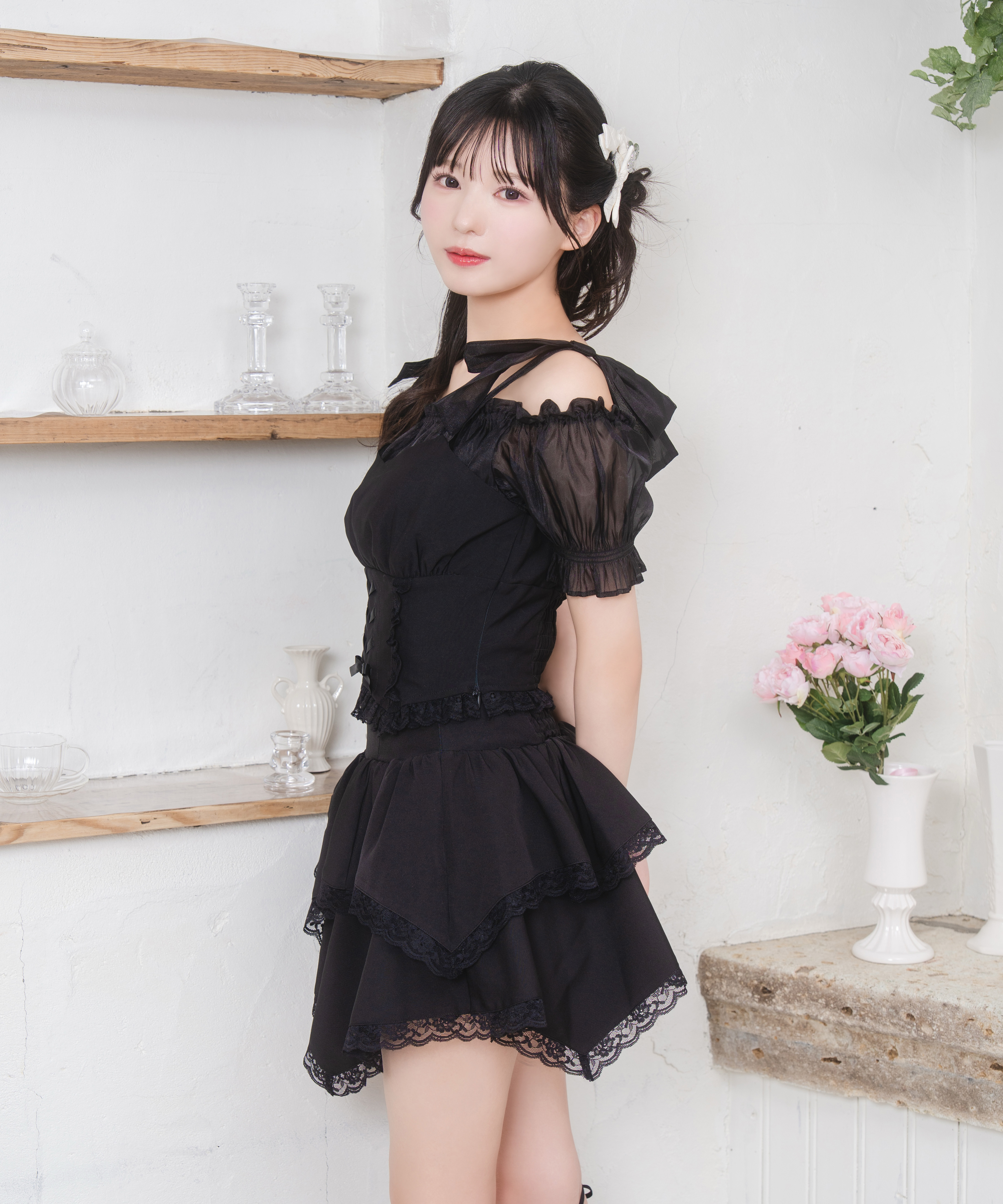 肩リボンビスチェオフショルセットアップ