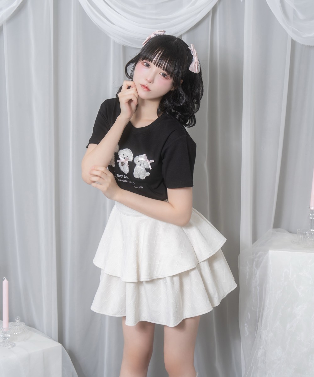 プードルアップリケTシャツ