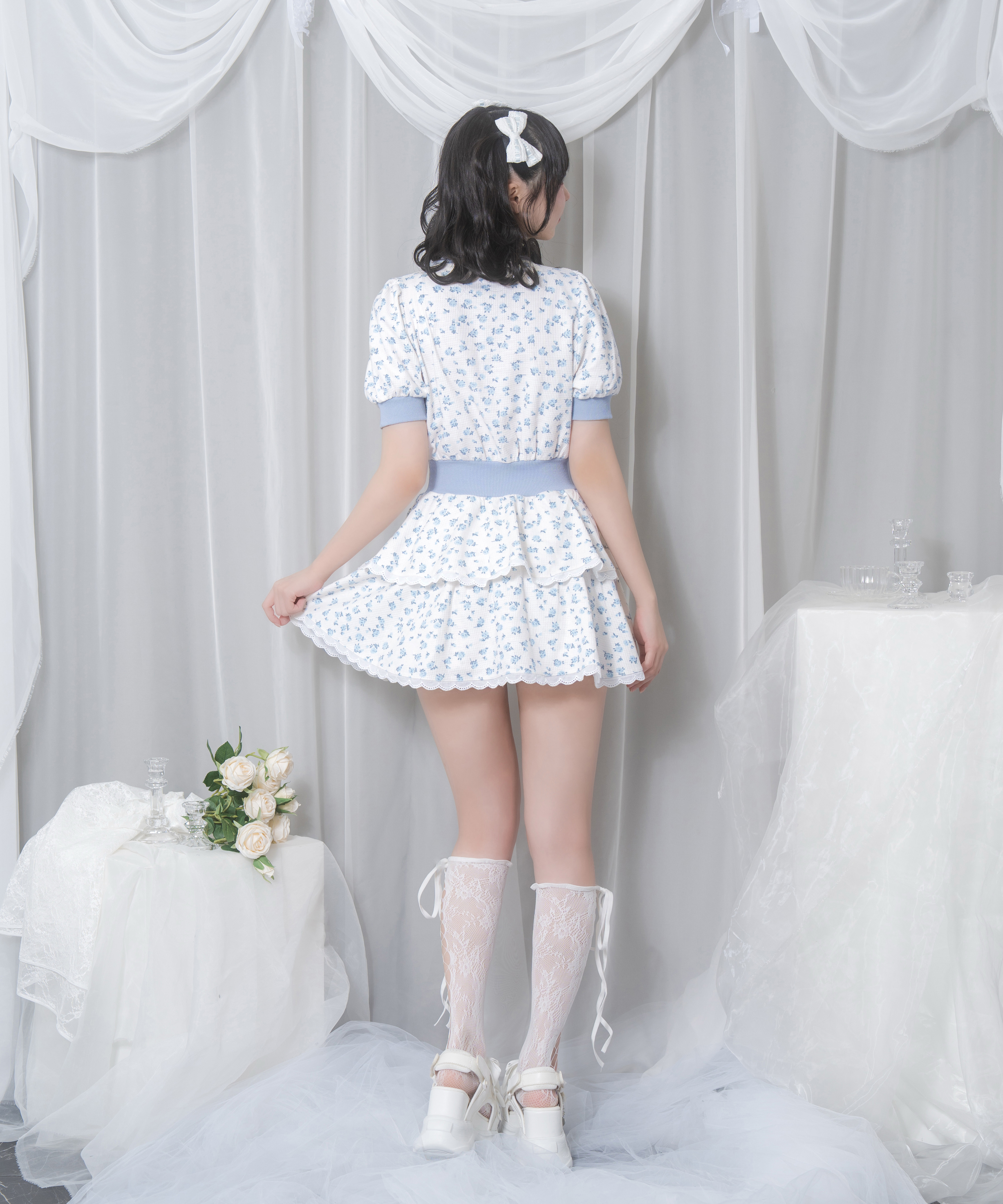 花柄ハーフジップワンピース