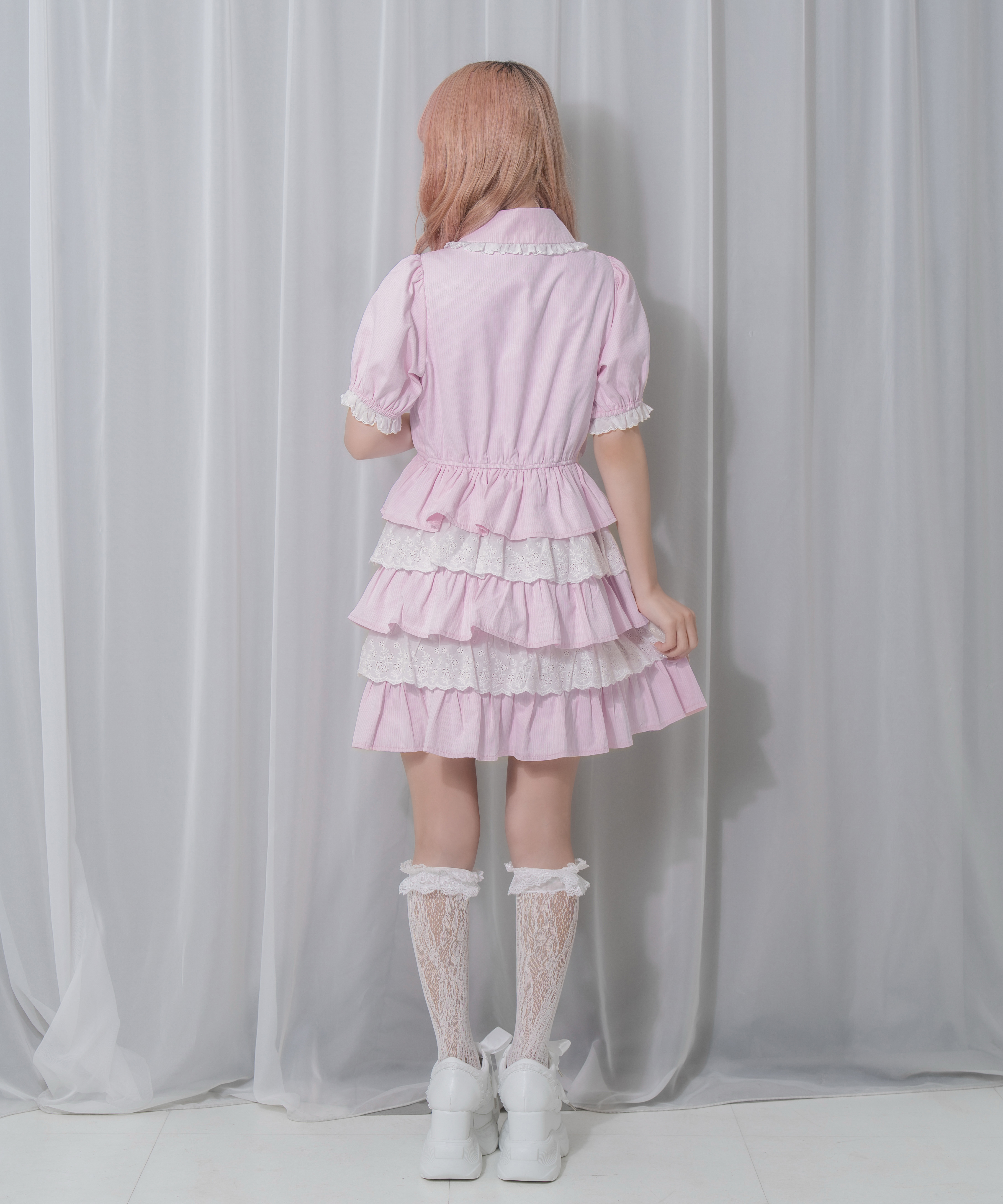 コットンレースパステルワンピース