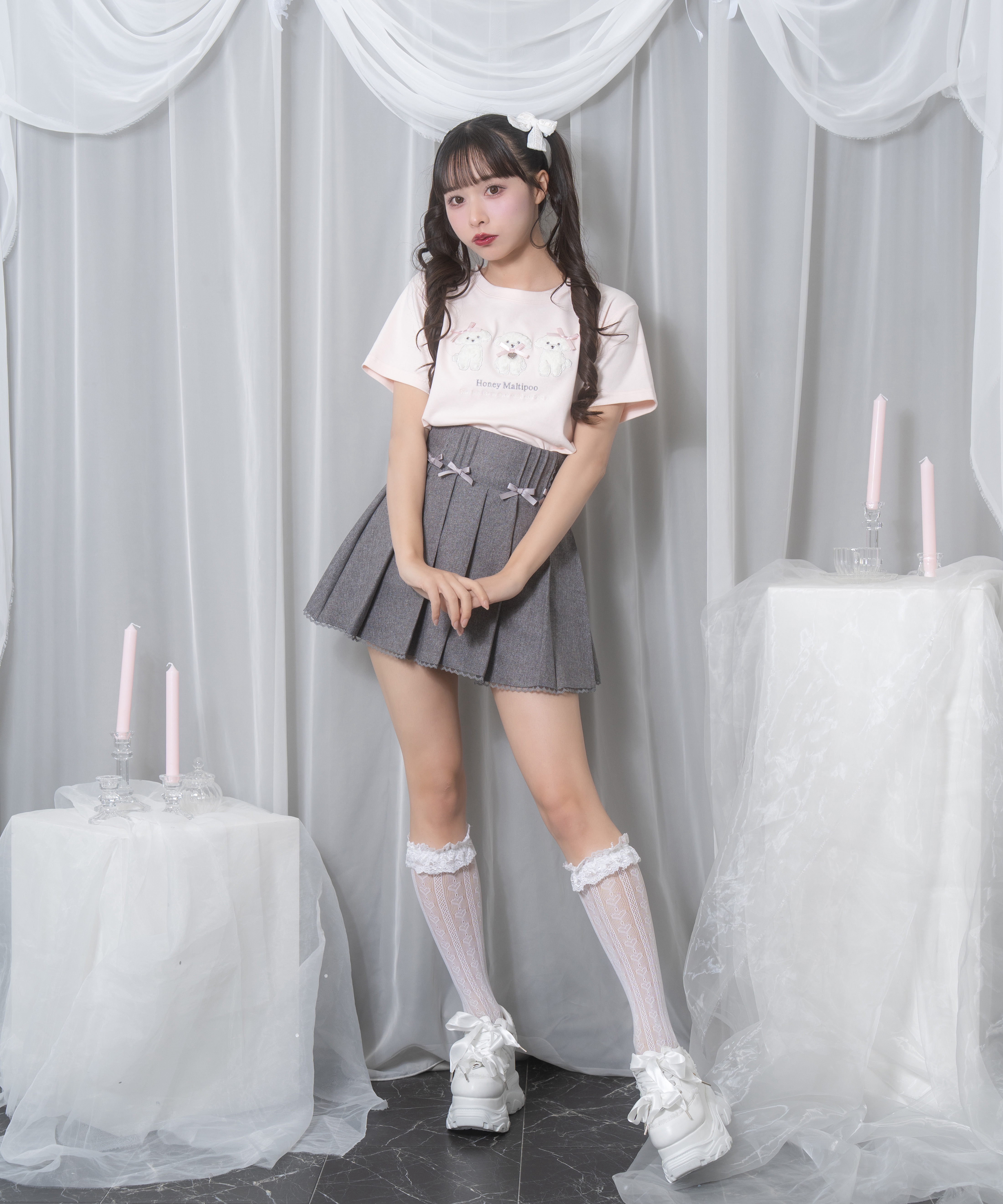 プードルアップリケTシャツ