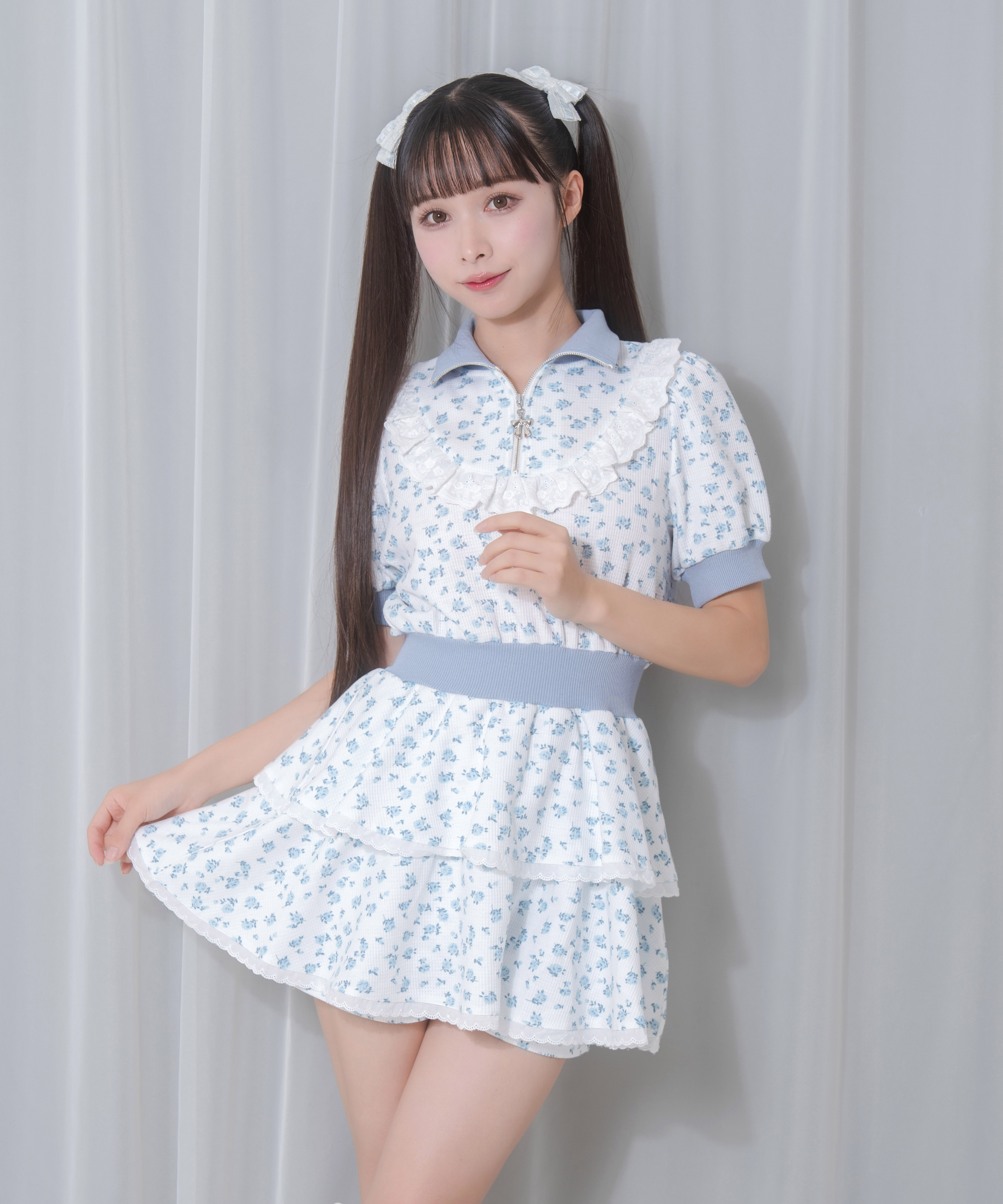 Honey Cinnamon 花柄ハーフジップワンピース 花柄ハーフジップワンピース – BUNNY APARTMENT