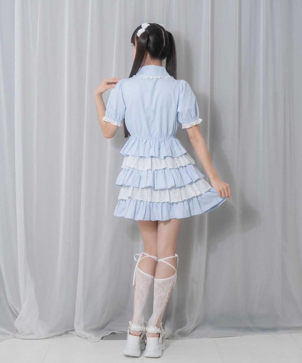 コットンレースパステルワンピース